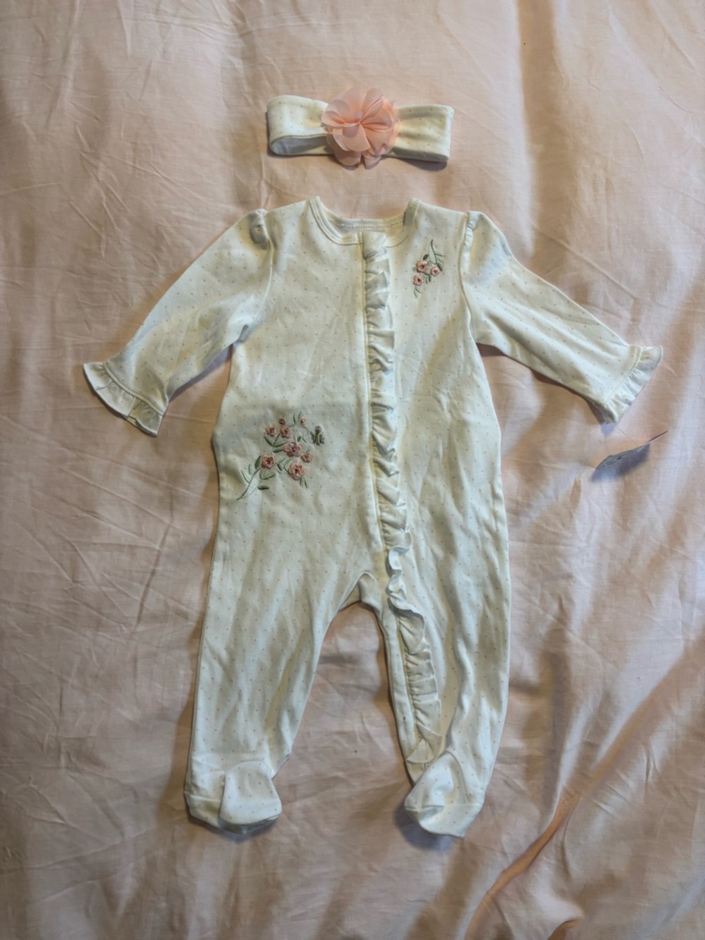 Little Me Floral Baby One-Piece with Headband - 9 Months